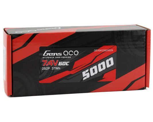 Gens Ace 2S LiPo Battery 60C (7.4V/5000mAh) w/4mm Bullets