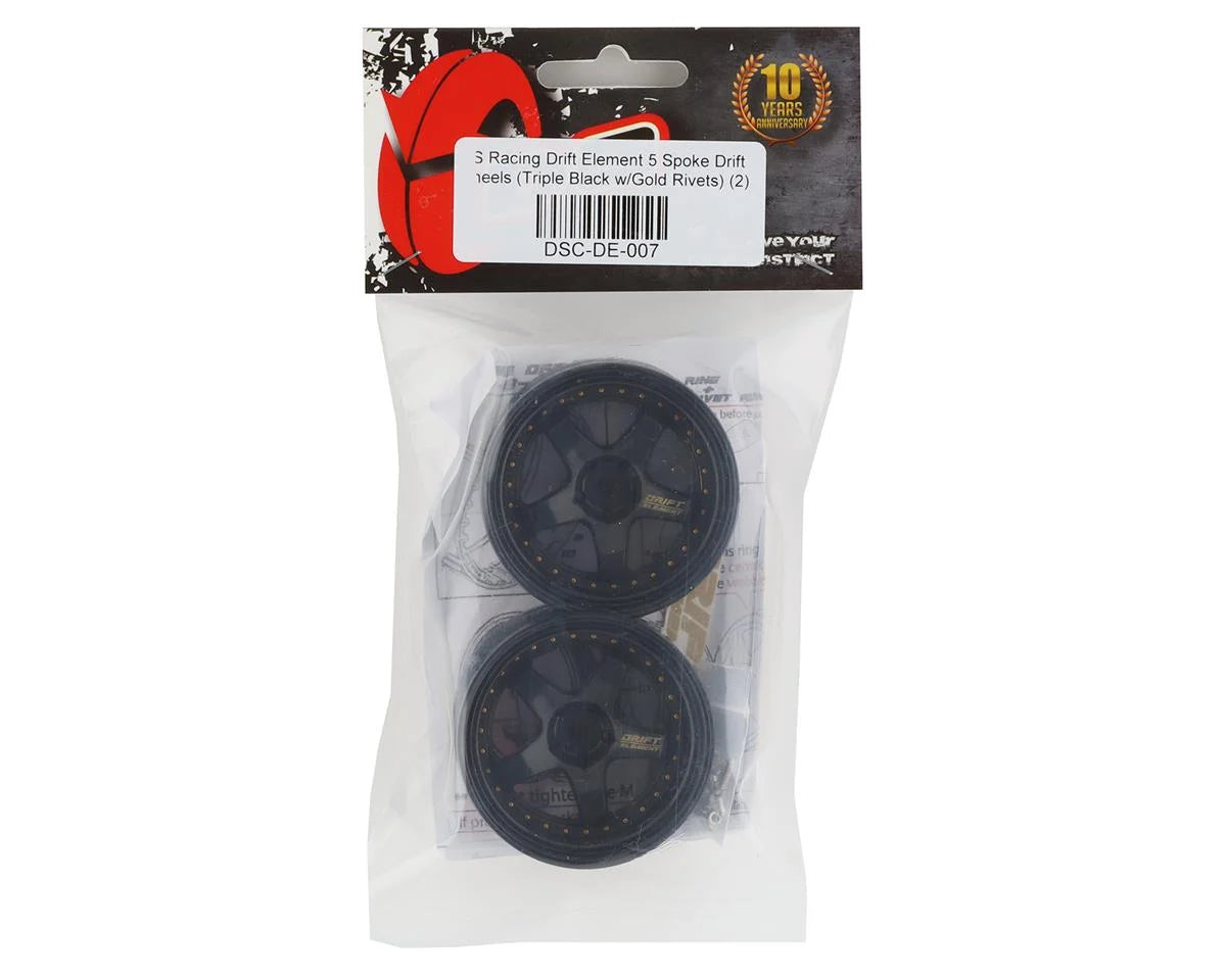 Jantes DS Racing Drift Element 5 branches (2) (Déport réglable) avec hexagone de 12 mm