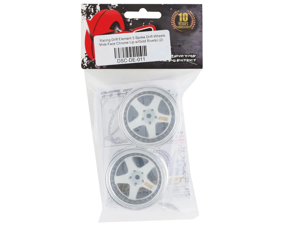 Jantes DS Racing Drift Element 5 branches (2) (Déport réglable) avec hexagone de 12 mm