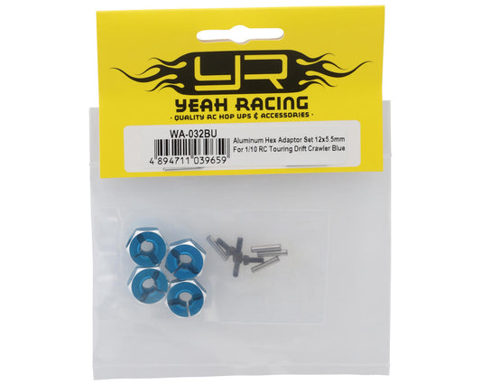 Ensemble d'adaptateurs hexagonaux 12 mm en aluminium Yeah Racing (Bleu) (4) (5,5 mm)