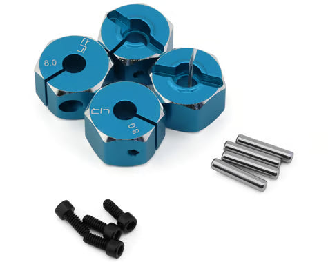 Jeu d'adaptateurs hexagonaux 12 mm en aluminium Yeah Racing (Bleu) (4) (8 mm)