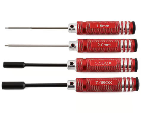 Yokomo 4-Piece Metric Hex & Nut Driver Tool Set (1.5, 2.0, 5.5, 7.0mm)