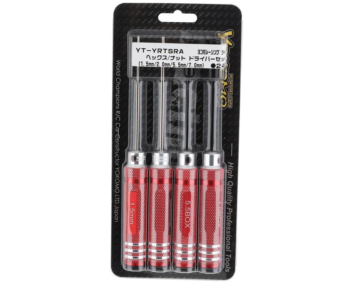 Jeu d'outils Yokomo 4 pièces (clés hexagonales et à douille métriques) (1,5, 2,0, 5,5, 7,0mm)